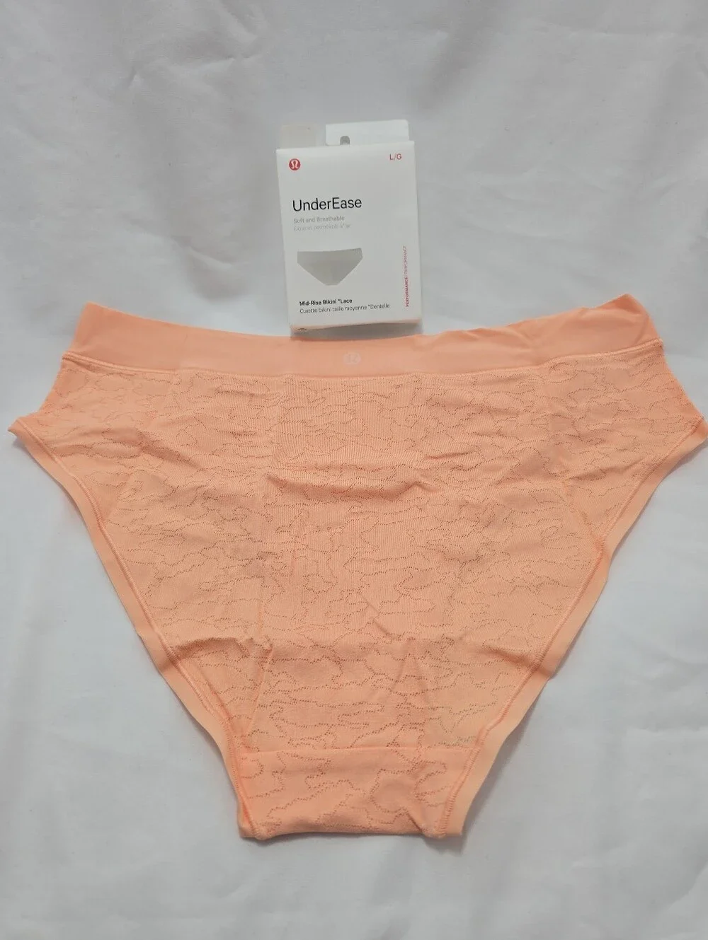 NWT Lululemon UnderEase Soft And Breathable Mid Rise Bikini Lace Panty Large - Picture 3 of 5